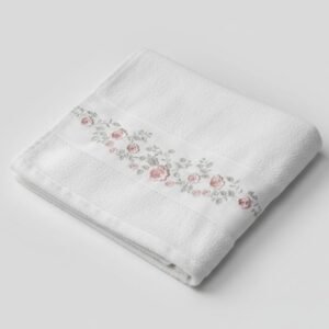 EMBROIDERY BORDER TOWEL IMPORTED - WHITE ON WHITE EMBROIDERY