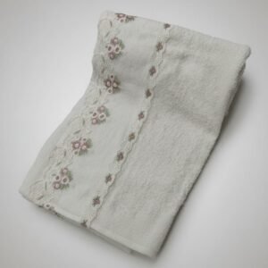 EMBROIDERY BORDER TOWEL IMPORTED - WHITE ON LACE EMBROIDERY
